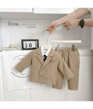 Winter 3-Piece Formal Set for Male Students and Baby Boys Korean Style Vest with Tie Hot Trend from Vietnam