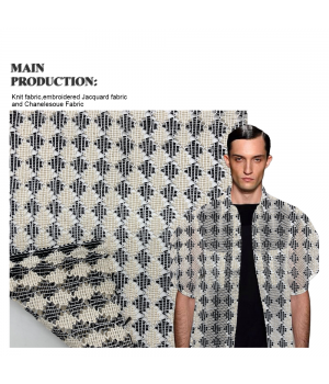 Factory original design GRS 80% Polyester 20% Cotton knitted mash diamond jacquard breathable shirt fabric for men's clothing