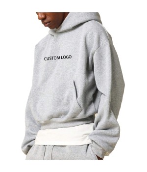 Cropped Oversized Mens Blank Hoodies Drop Shoulder Cotton Polyester Soft Fleece Custom Logo Hoodie Factory