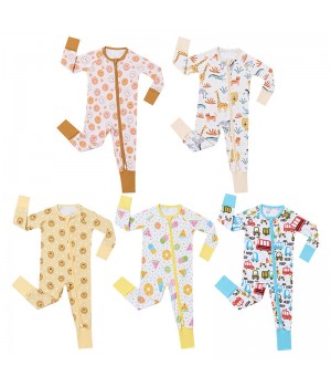 Custom Bamboo Children Toddler Clothes Zip Baby Rompers Pajamas Sleeper Jumpsuit Sleepwear Clothing For Baby