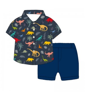 Summer Children's Baby Boy Casual Short Sleeve T-shirt Clothes Suit Outfit dino Print baby boys outfit clothing