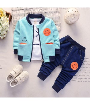 Customizable Cotton Casual Boys' Clothes Set - Autumn & Spring Trendy Printed Fashion Outfits