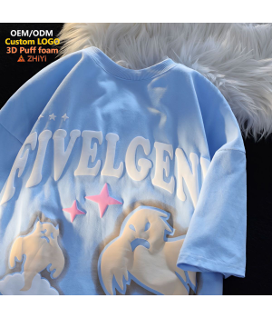 Clothing Manufacturers One Pieces Custom LOGO 100%cotton Wholesale men's T Shirts Puff Print T Shirt Fashion Cropped Shirts men
