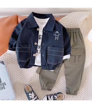 1-4 Years boy's clothing set 2024 Baby children's wear boys three-piece baby autumn wear