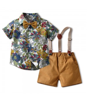 Kids' Customizable Summer Outfit Sets - High-Quality Short Sleeve Shirts for Boys
