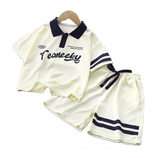 2-15 Years Old Children's Short-sleeved Suit Summer New Fashion Letter POLO Shirt Children's Clothing Wholesale 2-15 Years Old Children's Short-sleeved Suit Summer New Fashion Letter POLO Shirt Children's Clothing Wholesale