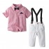 Wholesale Children's Boutique Clothing Kid Boy Shirt Suspenders Short Suit Baby Cloth Set