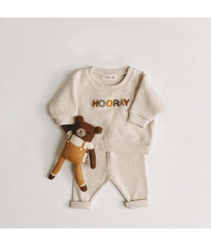 Spring Autumn Baby Boys Casual Clothes Set New Born Girls Waffle Cotton Long Sleeve Top+Pants