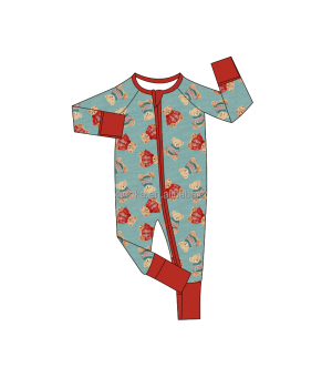 Wholesale Custom Print Family Zipper Baby Cloth Bamboo Christmas Pajamas Baby Jumpsuit Bamboo Fiber Pajamas Sleepwear Rompers
