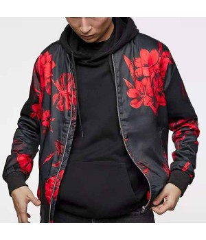 Rainbow Spray Wholesale Nylon Printing Floral Men Bomber Jacket