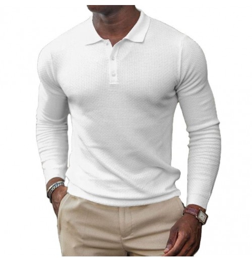 Custom High Quality cotton Muscle Polo Tee Stretch Long Sleeve Workout Tee Casual Men Slim Fit Polo Shirt