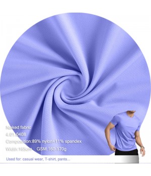 Plain 63" 90% nylon 10% spandex high elastic sports fabric comfortable T shirt sportswear men stretch fabric for clothes