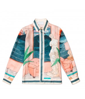 Silk Satin Shirt Men Long Sleeves Vacation Beach Casual Shirts Custom All Over Print Hawaiian Shirt For Men