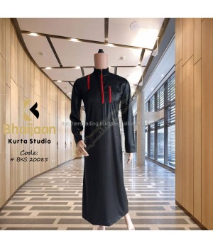 Ethnic Men's Clothing Muslim Abaya with Hood Malaysian Short Halves Jubba Thobe Arabian Fabric with Zipper for Saudis